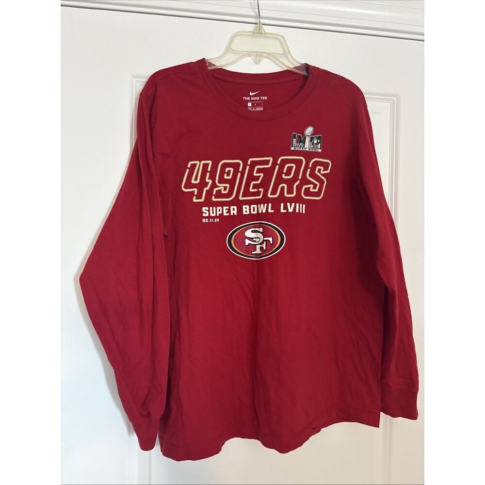 Nike San Francisco 49ers Super Bowl LVIII 2024 Long Sleeve TShirt MENS LARGE